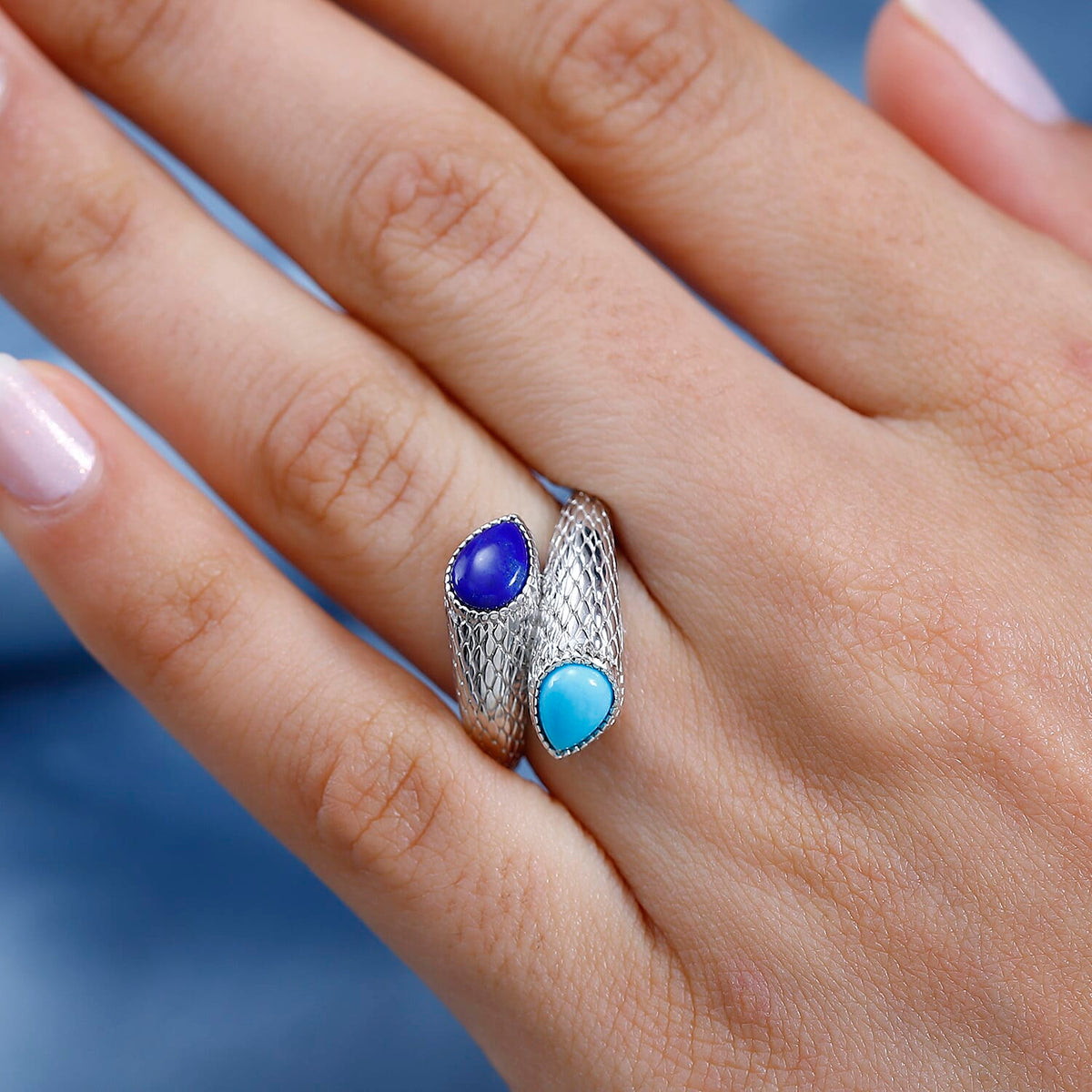 Tucson Special - Arizona Sleeping Beauty Turquoise Bypass Ring in Platinum Overlay Sterling Silver 1.69 Ct. 7711617 2
