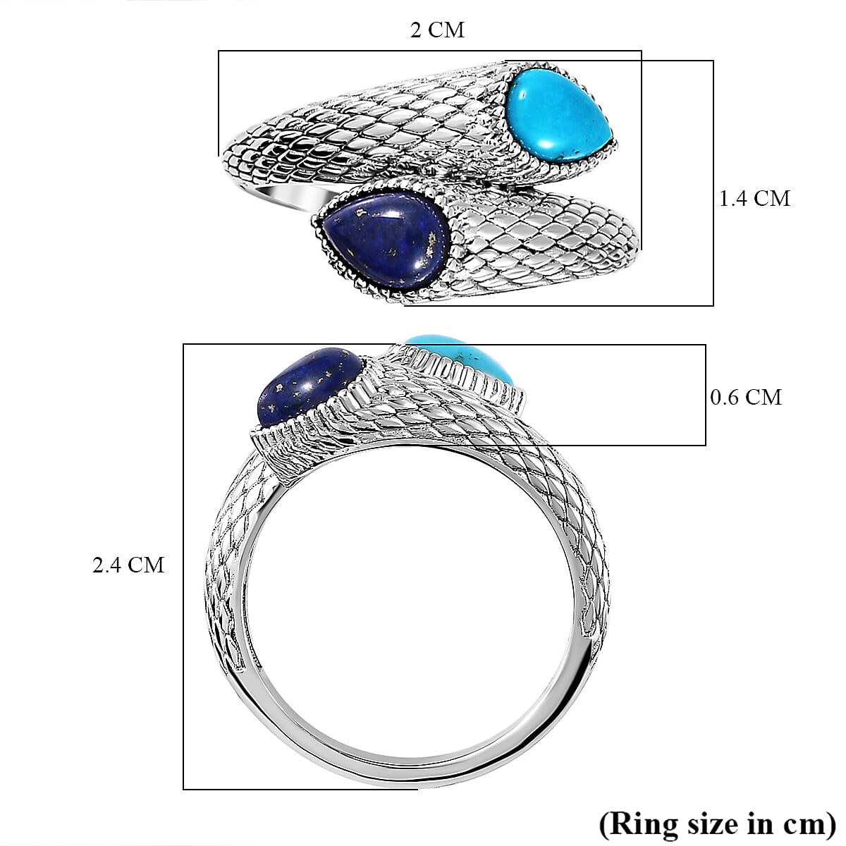 Tucson Special - Arizona Sleeping Beauty Turquoise Bypass Ring in Platinum Overlay Sterling Silver 1.69 Ct. 7711617 5