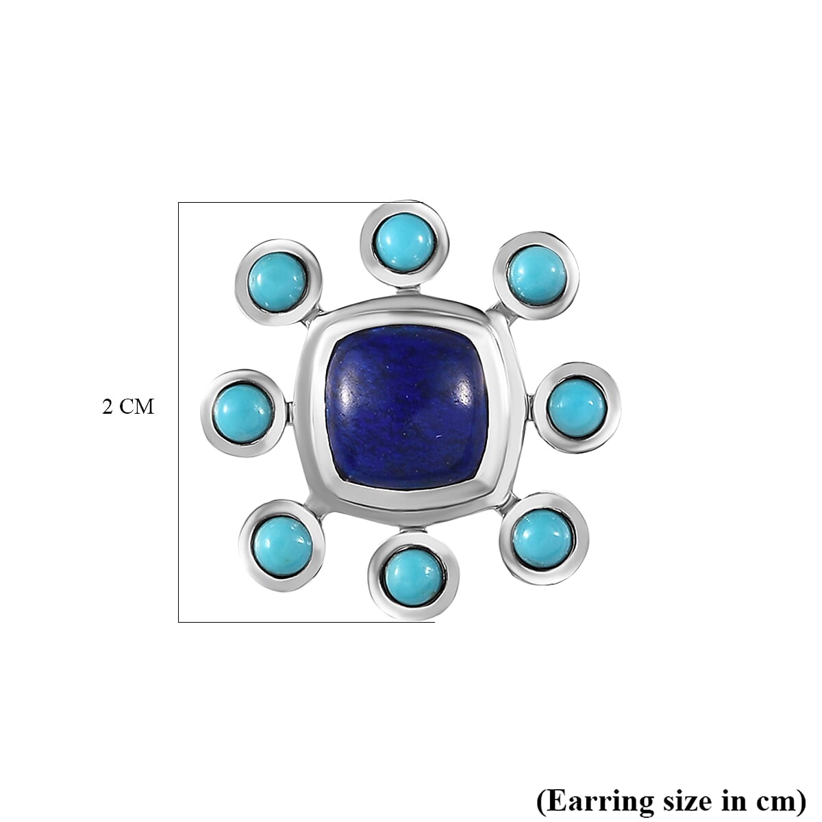 Tucson Special - Lapis Lazuli &amp; Arizona Sleeping Beauty Turquoise Earrings in Platinum Overlay Sterling Silver 5.00 Ct. 7711728 6