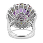 African Amethyst ,  White Zircon ,  Multi-Tourmaline  Cluster Ring in Platinum Overlay Sterling Silver 17.24 ct,  Silver Wt. 7 Gms  14.030  Ct.