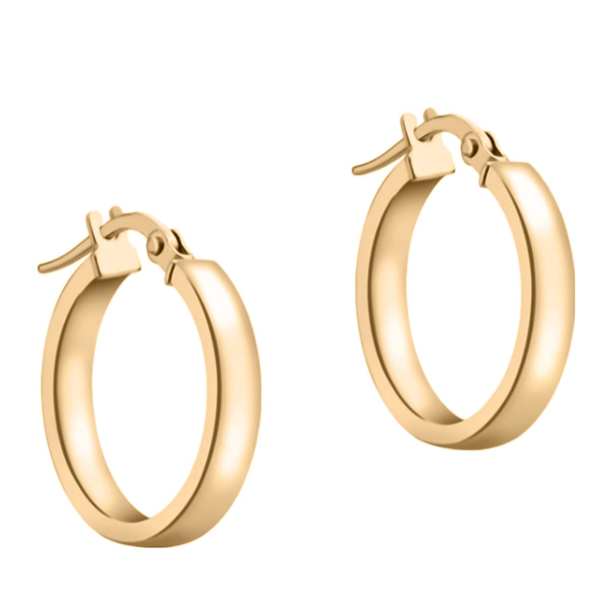 9K Yellow Gold Rectangular Tube Hoop Creole Earrings 7712136 0