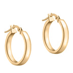 9K Yellow Gold Rectangular Tube Hoop Creole Earrings