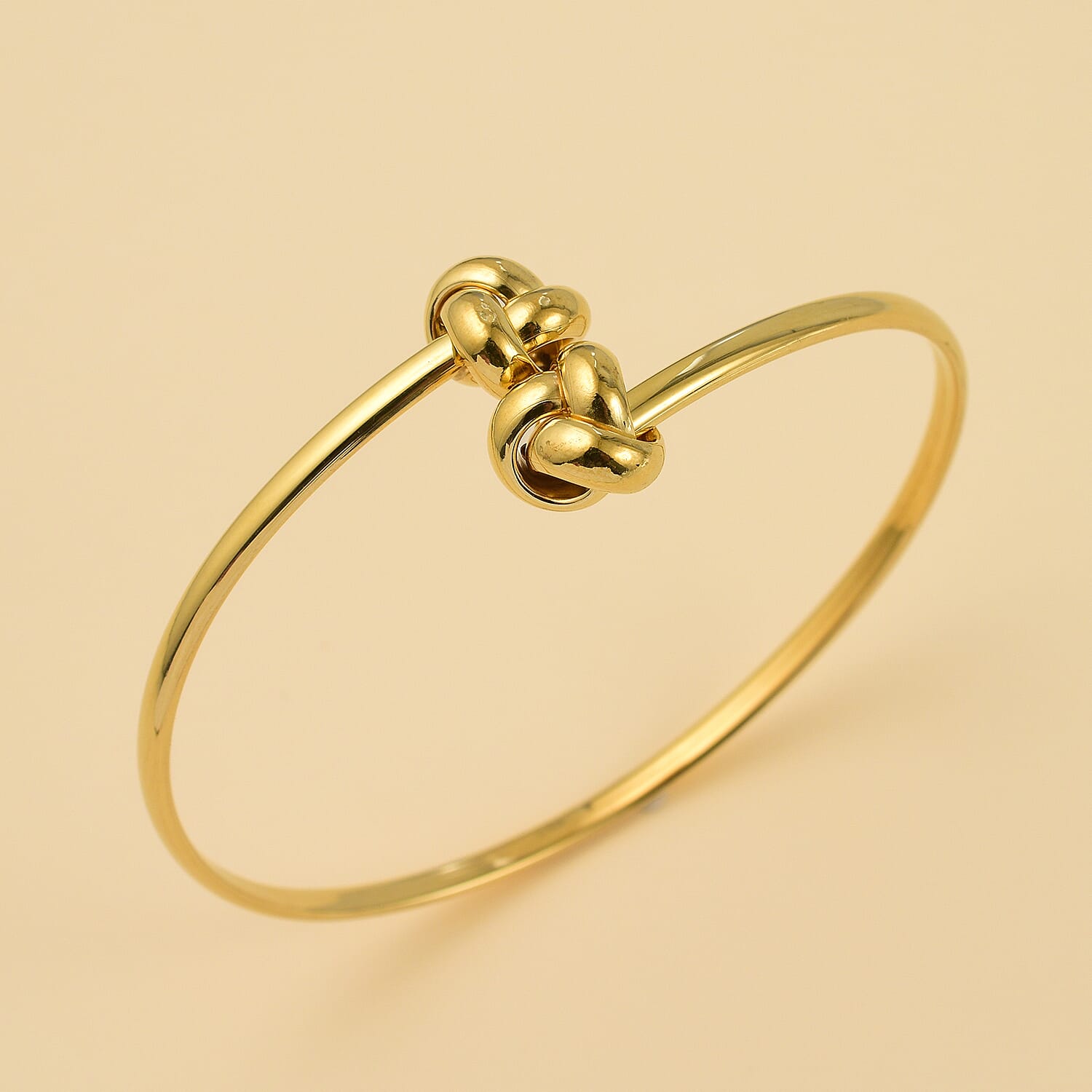 Designer Inspired -9K Yellow Gold Crossover Knot Torque Bangle (Size 7.0), Gold Wt. 3.70 Gms 7712153 1