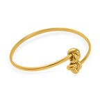 Designer Inspired -9K Yellow Gold Crossover Knot Torque Bangle (Size 7.0), Gold Wt. 3.70 Gms