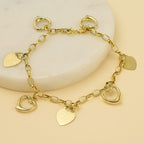 Designer Inspired - 9K Yellow Gold Heart Charm Bracelet (Size - 7.5), Gold Wt. 4.70 Gms