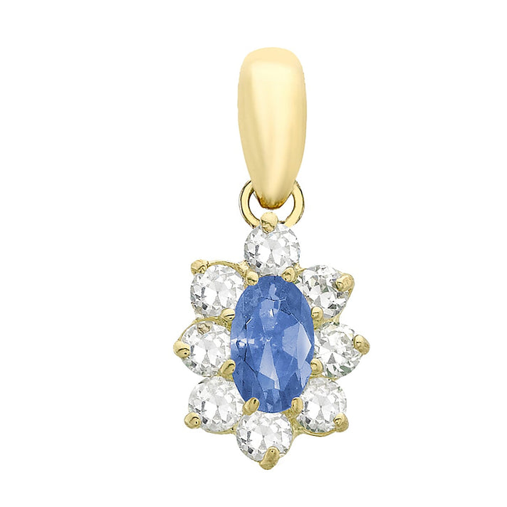 9K Yellow Gold  A   Blue Cubic Zirconia ,  Cubic Zirconia  Pendant 0.66 ct,  Gold Wt. 0.5 Gms  0.660  Ct. 7712845 1