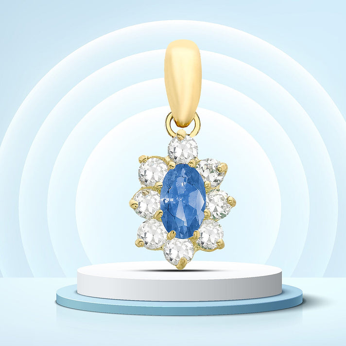 9K Yellow Gold  A   Blue Cubic Zirconia ,  Cubic Zirconia  Pendant 0.66 ct,  Gold Wt. 0.5 Gms  0.660  Ct. 7712845 2