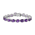 Concave Cut AAA African Amethyst Tennis Bracelet  in Platinum Overlay Sterling Silver 30.75 Ct, Size 8