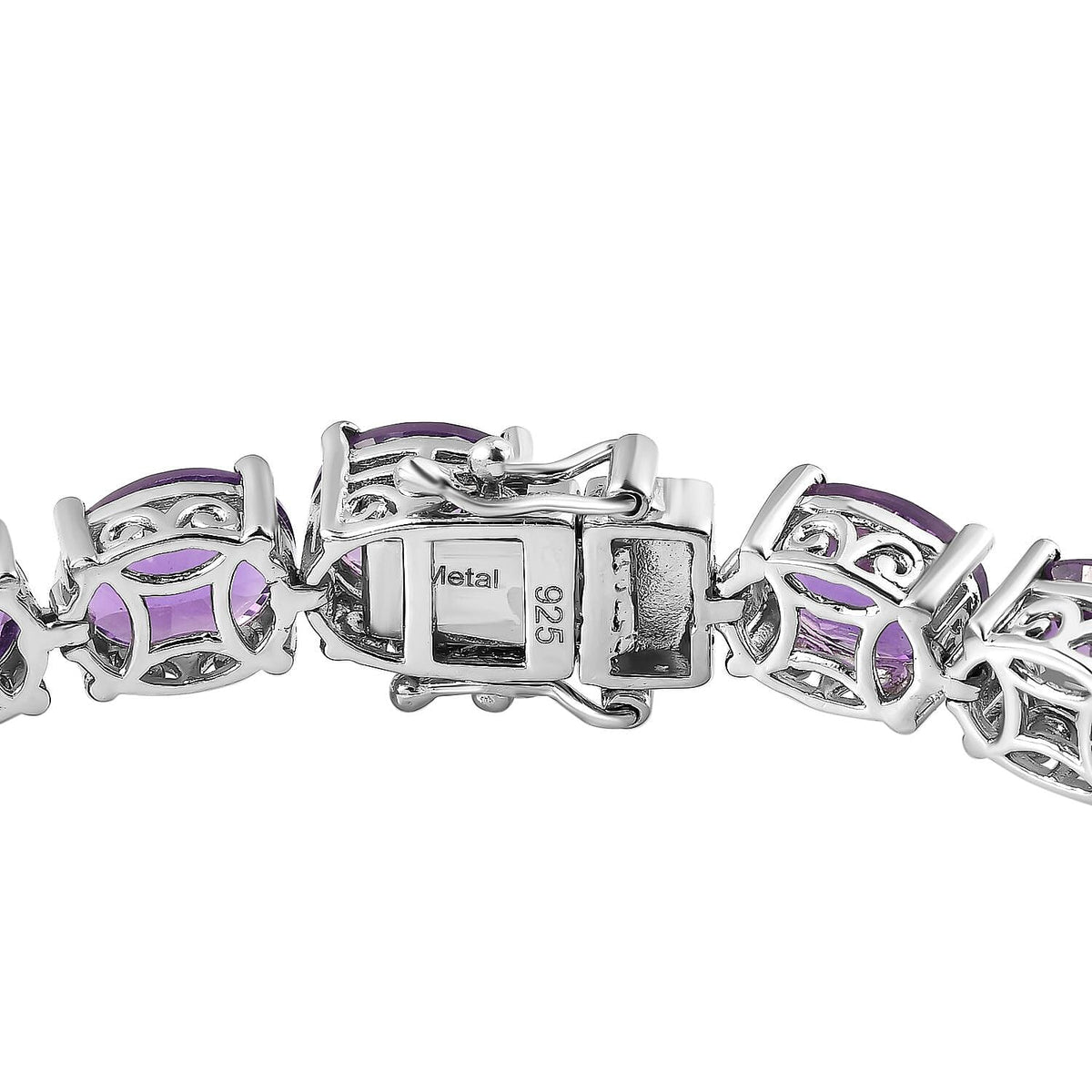 Concave Cut AAA African Amethyst Tennis Bracelet  in Platinum Overlay Sterling Silver 30.75 Ct, Size 7 7713664 3