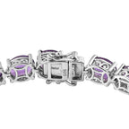Concave Cut AAA African Amethyst Tennis Bracelet  in Platinum Overlay Sterling Silver 30.75 Ct, Size 8
