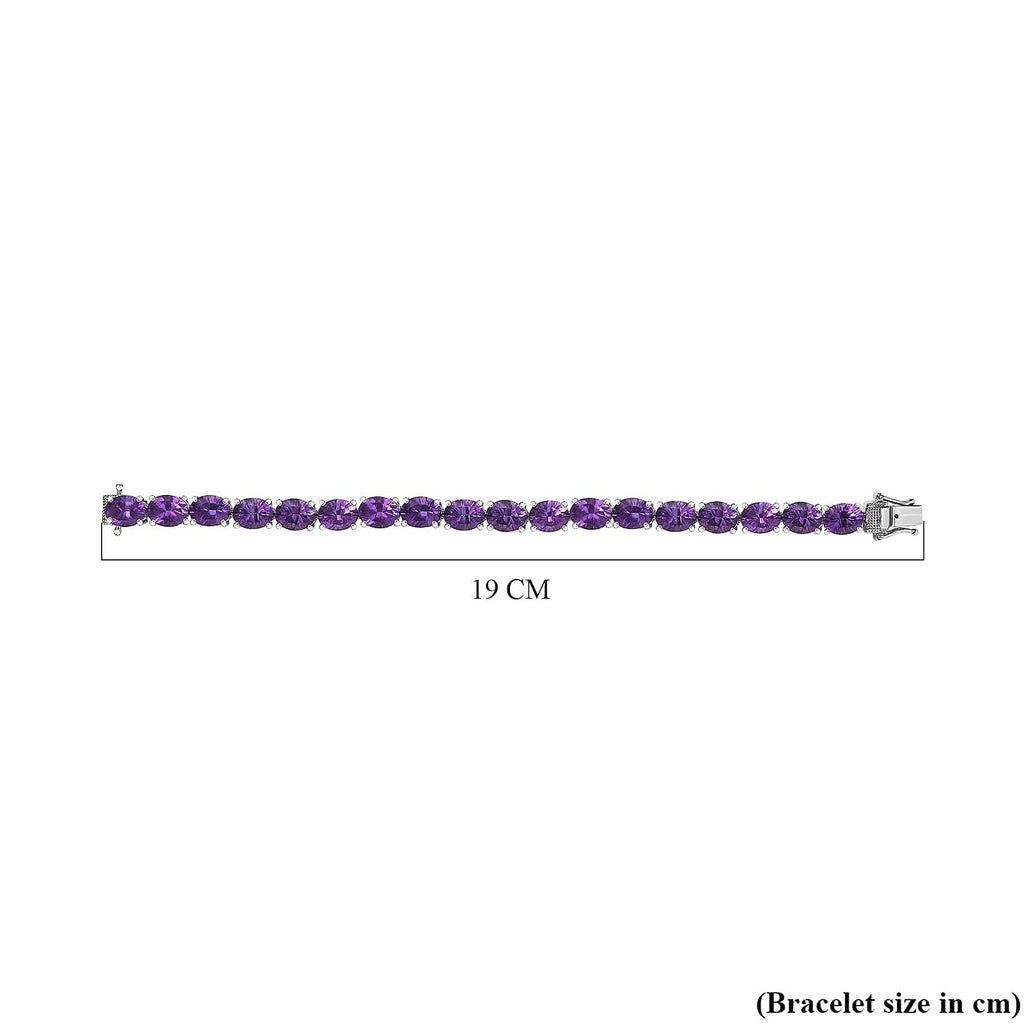 Concave Cut AAA African Amethyst Tennis Bracelet  in Platinum Overlay Sterling Silver 30.75 Ct, Size 8