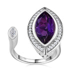 AAA Amethyst & Natural Zircon (Marquee) Ring in Platinum Overlay Sterling Silver 4.12 Ct