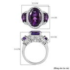 AAA Amethyst & Natural Zircon Ring in Platinum Overlay Sterling Silver 7.45 Ct, Silver Wt. 5.16 Gms