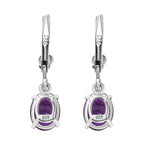 AAA Amethyst Solitaire Lever Back Earrings in Platinum Overlay Sterling Silver 3.10 Ct