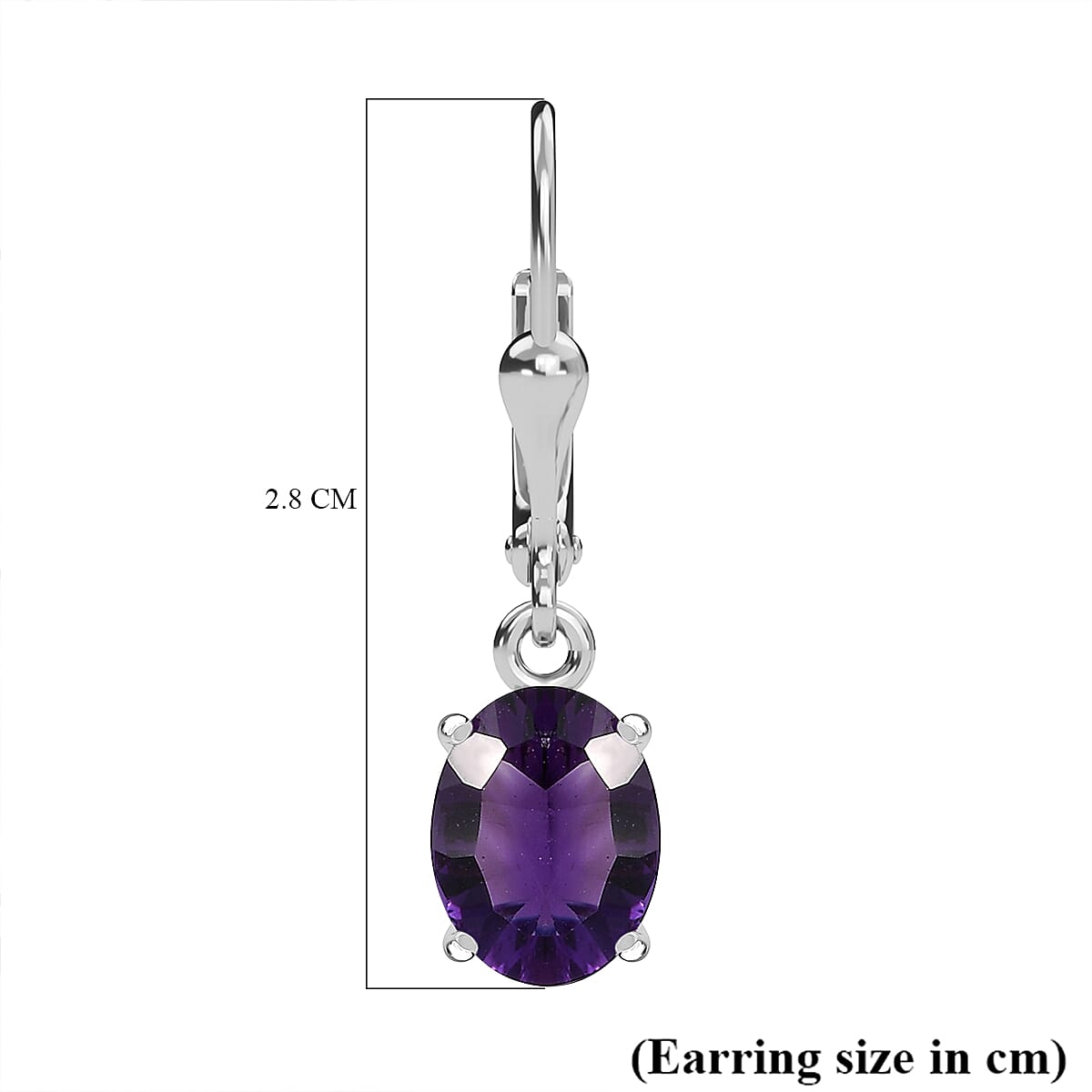 AAA Amethyst Solitaire Lever Back Earrings in Platinum Overlay Sterling Silver 3.10 Ct 7713816 6
