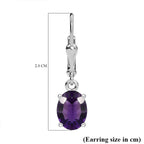 AAA Amethyst Solitaire Lever Back Earrings in Platinum Overlay Sterling Silver 3.10 Ct