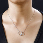 Moissanite Hearts Necklace (Size - 20) in Platinum & 18K Rose Gold Vermeil Plated Sterling Silver