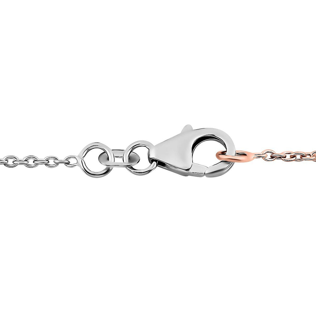 Moissanite Hearts Necklace (Size - 20) in Platinum & 18K Rose Gold Vermeil Plated Sterling Silver