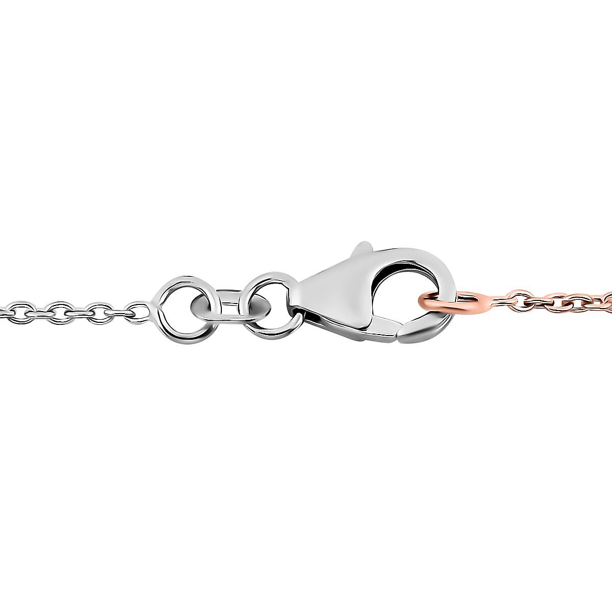 Moissanite Intertwined Hearts Necklace (Size - 20) in Platinum and 18K Rose Gold Vermeil Plated Sterling Silver 7714184 5