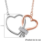 Moissanite Hearts Necklace (Size - 20) in Platinum & 18K Rose Gold Vermeil Plated Sterling Silver