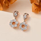 Moissanite Dangling Earrings in 18K Rose Gold Vermeil Plated Sterling Silver 1.44 Ct.