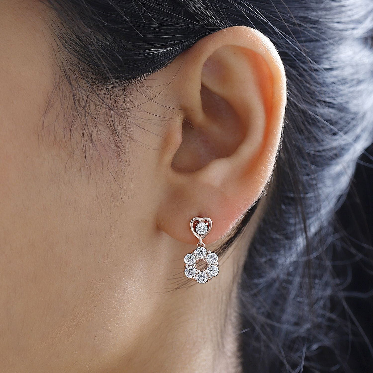 Moissanite Dangling Earrings in 18K Rose Gold Vermeil Plated Sterling Silver 1.44 Ct. 7714192 3