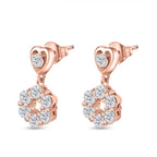 Moissanite Dangling Earrings in 18K Rose Gold Vermeil Plated Sterling Silver 1.44 Ct.