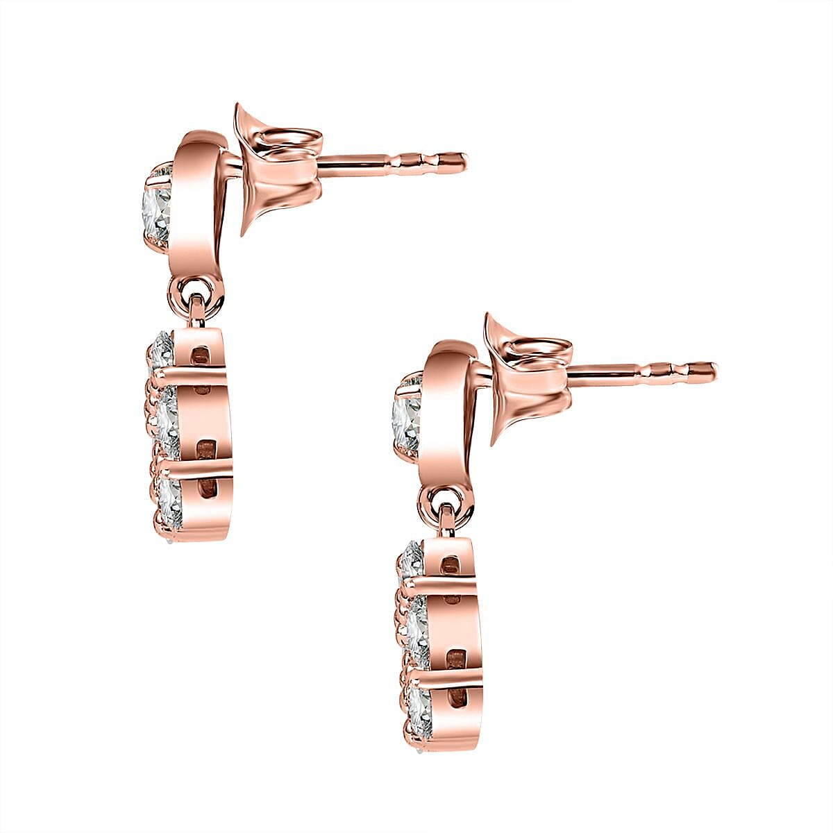 Moissanite Dangling Earrings in 18K Rose Gold Vermeil Plated Sterling Silver 1.44 Ct. 7714192 5