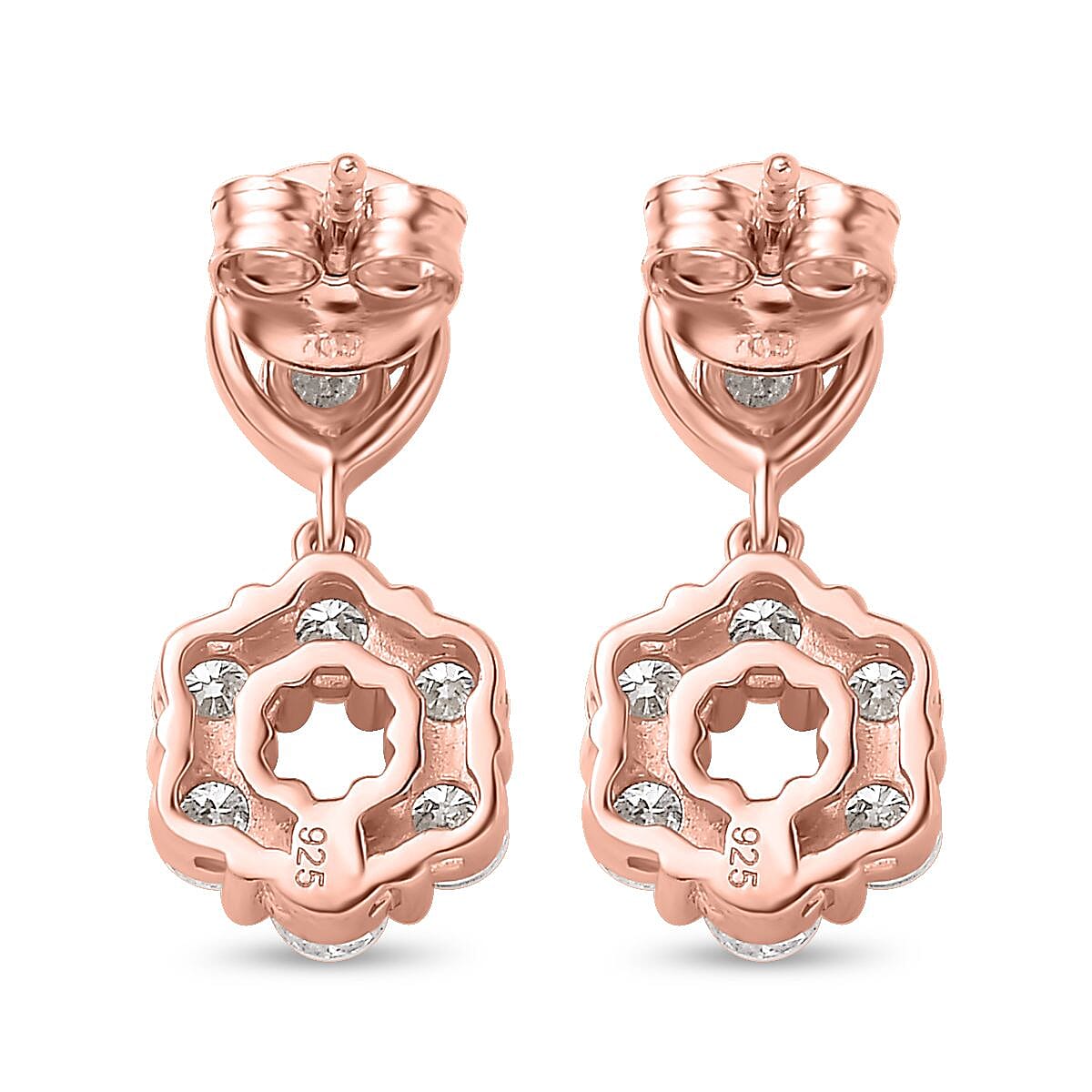 Moissanite Dangling Earrings in 18K Rose Gold Vermeil Plated Sterling Silver 1.44 Ct. 7714192 6