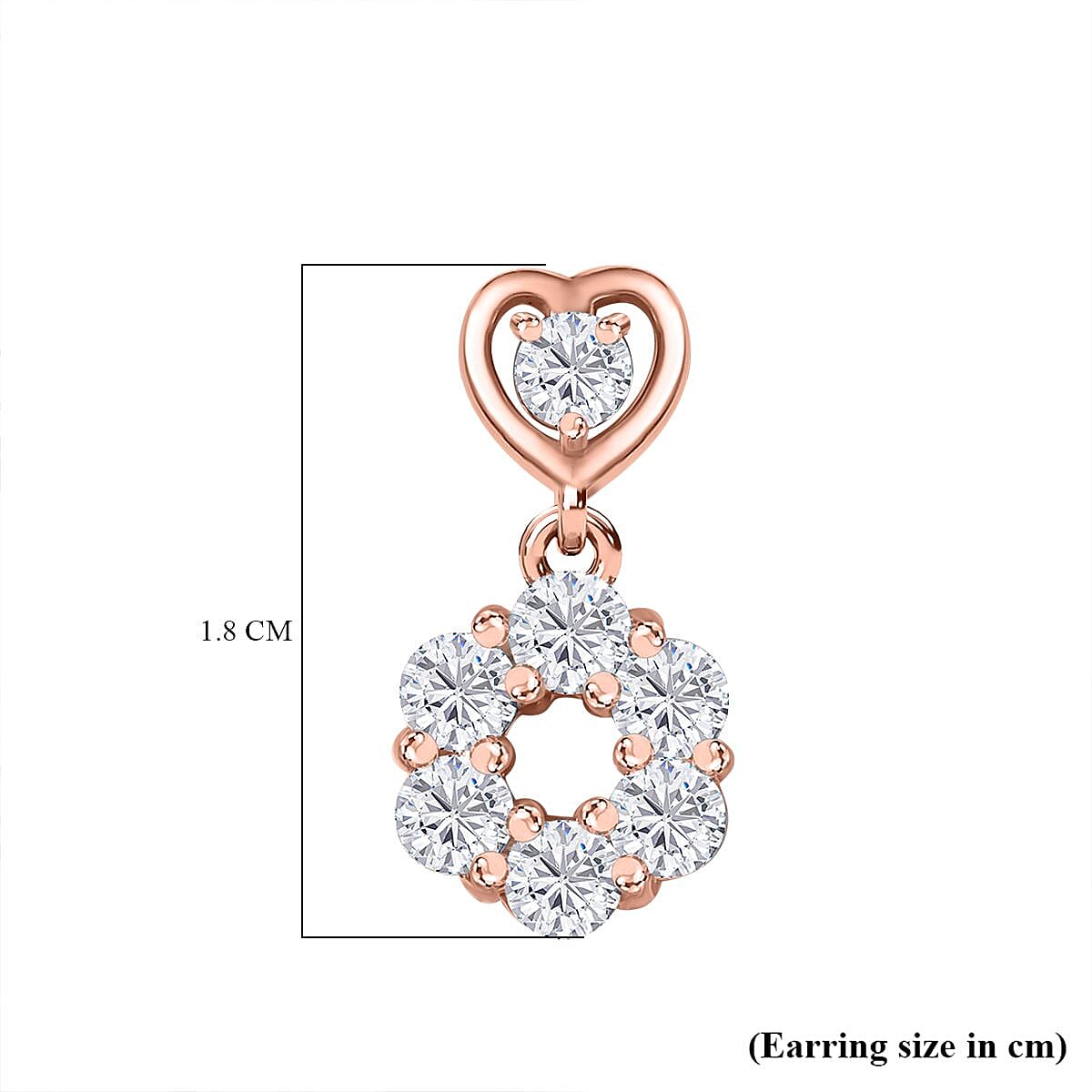 Moissanite Dangling Earrings in 18K Rose Gold Vermeil Plated Sterling Silver 1.44 Ct. 7714192 7