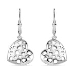 Designer Inspired - Platinum Overlay Sterling Silver Heart Earrings