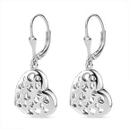 Designer Inspired - Platinum Overlay Sterling Silver Heart Earrings