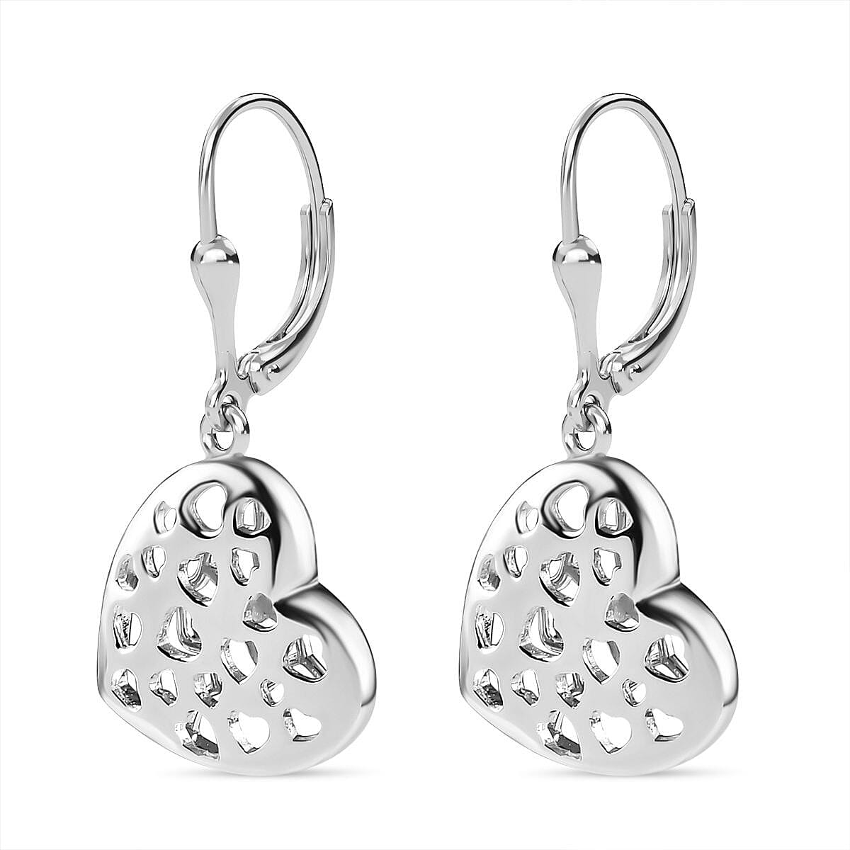Designer Inspired - Platinum Overlay Sterling Silver Heart Earrings 7714201 3