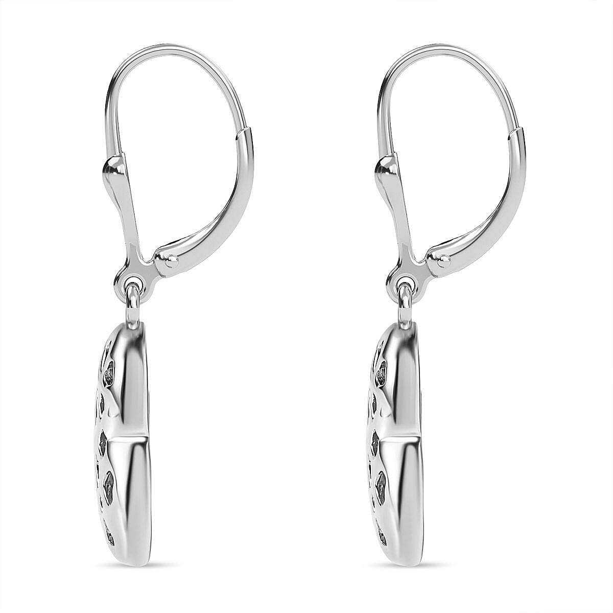 Designer Inspired - Platinum Overlay Sterling Silver Heart Earrings 7714201 4