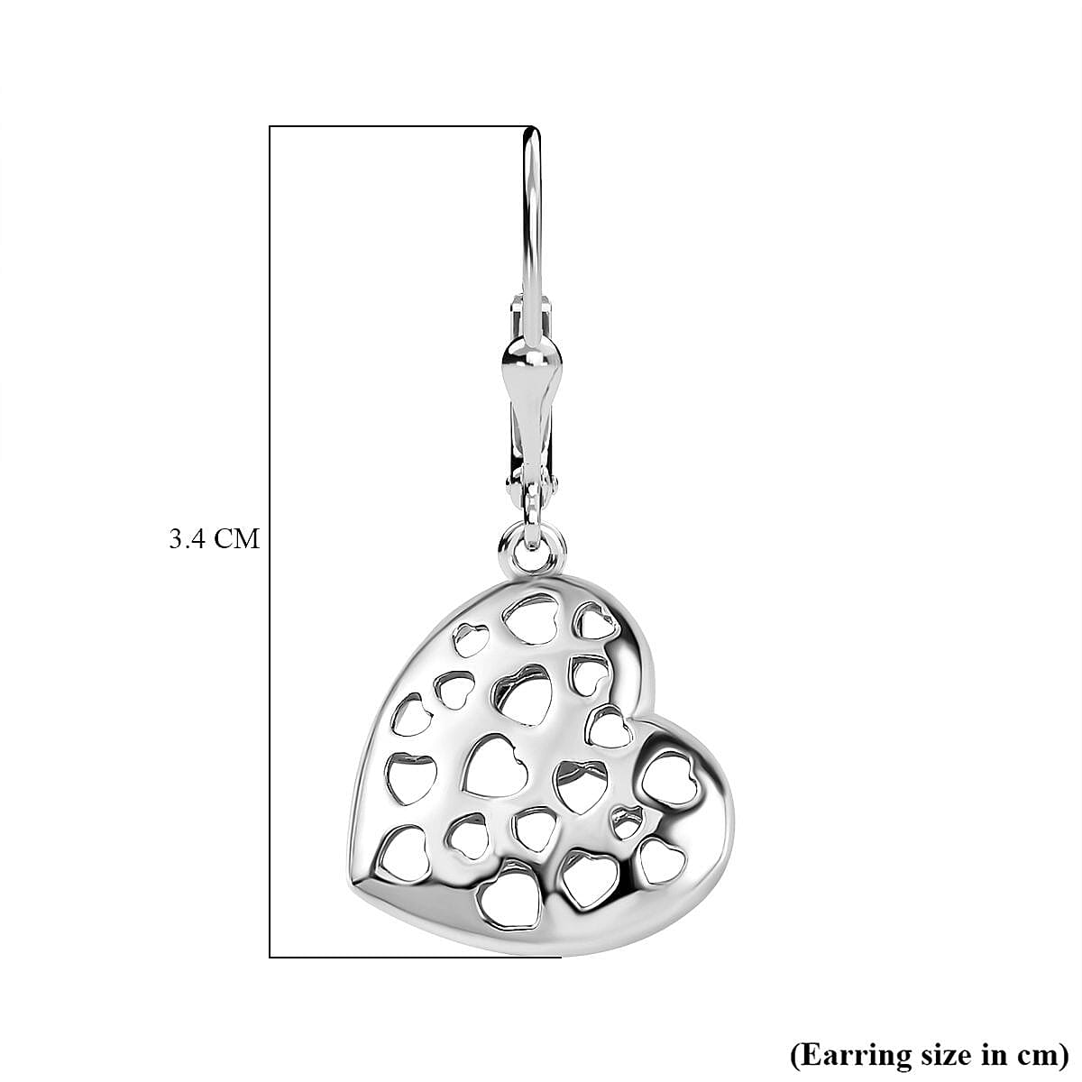 Designer Inspired - Platinum Overlay Sterling Silver Heart Earrings 7714201 5