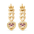 Amethyst & Moissanite Heart Dangle Earrings in 18K Vermeil YG Plated Sterling Silver 5.68 Ct.