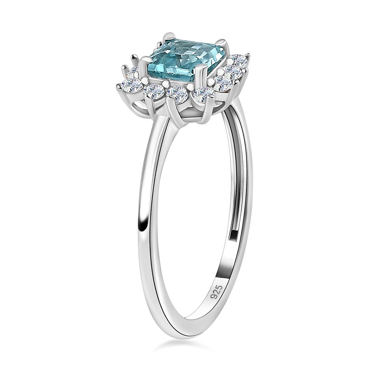 Blue &amp; White Zircon Ring in Platinum Overlay Sterling Silver 1.25 Ct. 7715615 3