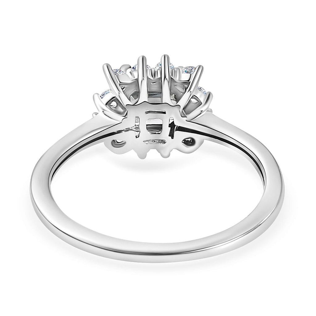 Blue & White Zircon Ring in Platinum Overlay Sterling Silver 1.25 Ct.