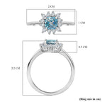Blue & White Zircon Ring in Platinum Overlay Sterling Silver 1.25 Ct.
