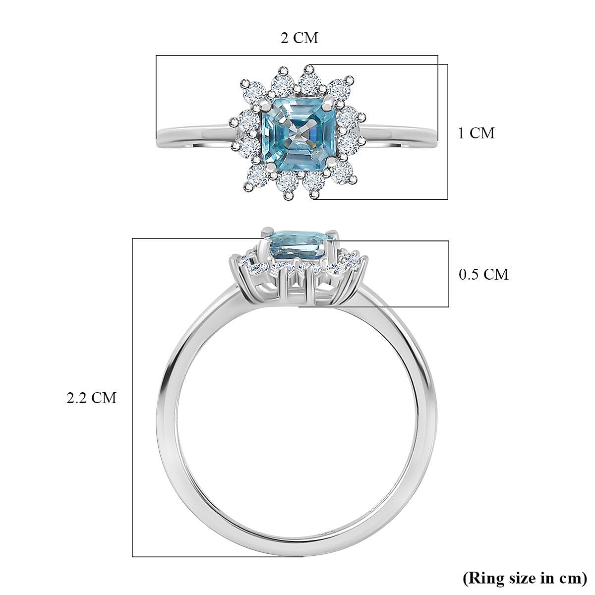 Blue &amp; White Zircon Ring in Platinum Overlay Sterling Silver 1.25 Ct. 7715615 5