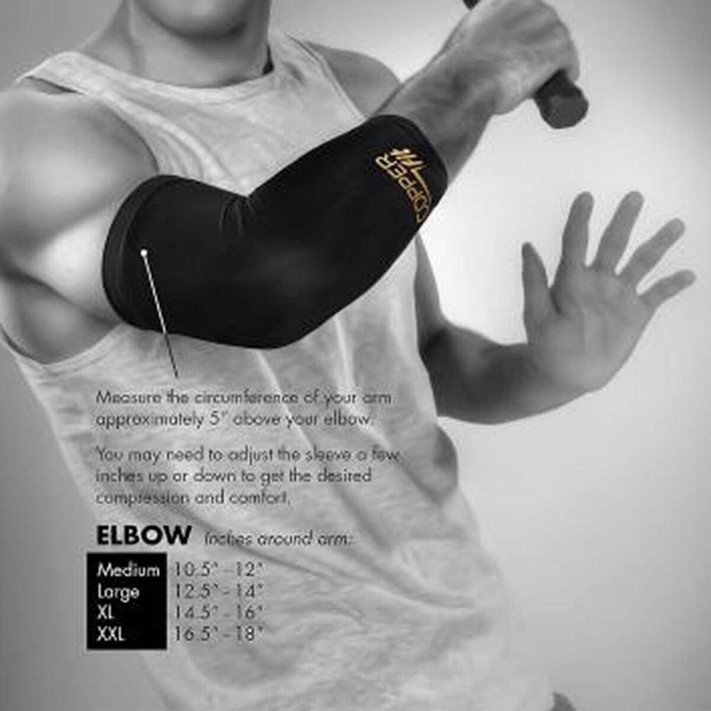 COPPER Fit Original Recovery Elbow Sleeve Black with Copper Trim (Size L)