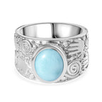 Royal Bali Collection - Larimar Solitaire Ring in Platinum Overlay Sterling Silver 3.00 Ct, Silver Wt 9.00 Gram