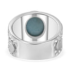 Royal Bali Collection - Larimar Solitaire Ring in Platinum Overlay Sterling Silver 3.00 Ct, Silver Wt 9.00 Gram