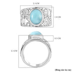 Royal Bali Collection - Larimar Solitaire Ring in Platinum Overlay Sterling Silver 3.00 Ct, Silver Wt 9.00 Gram