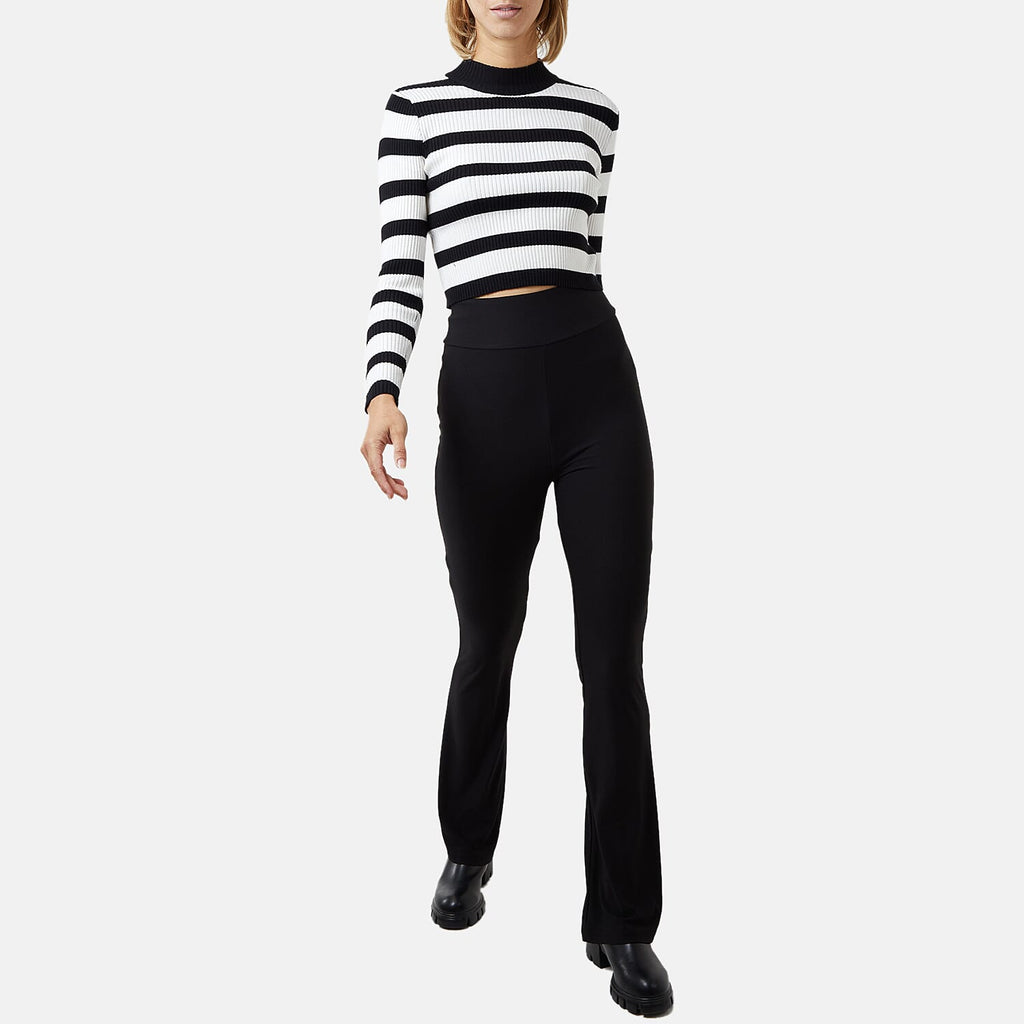 Nova of London Thick Waistband Plain Flared Trousers (Size L) - Black