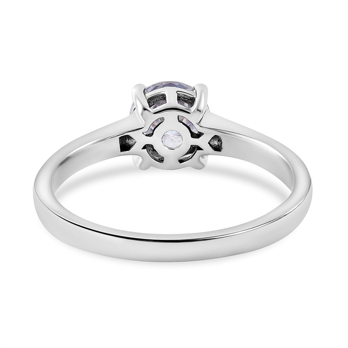 Dichroic Mist Moissanite Solitaire Ring in Rhodium Overlay Sterling Silver 7719206 5
