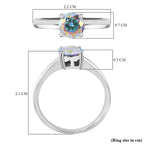 Dichroic Mist Moissanite Solitaire Ring in Rhodium Overlay Sterling Silver