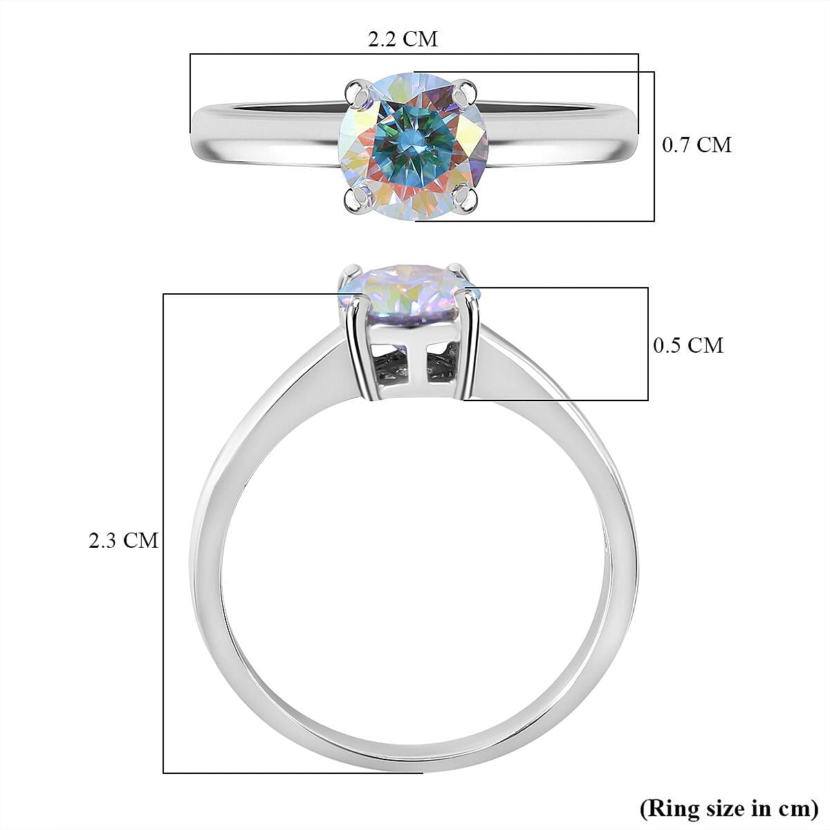 Dichroic Mist Moissanite Solitaire Ring in Rhodium Overlay Sterling Silver 7719206 6
