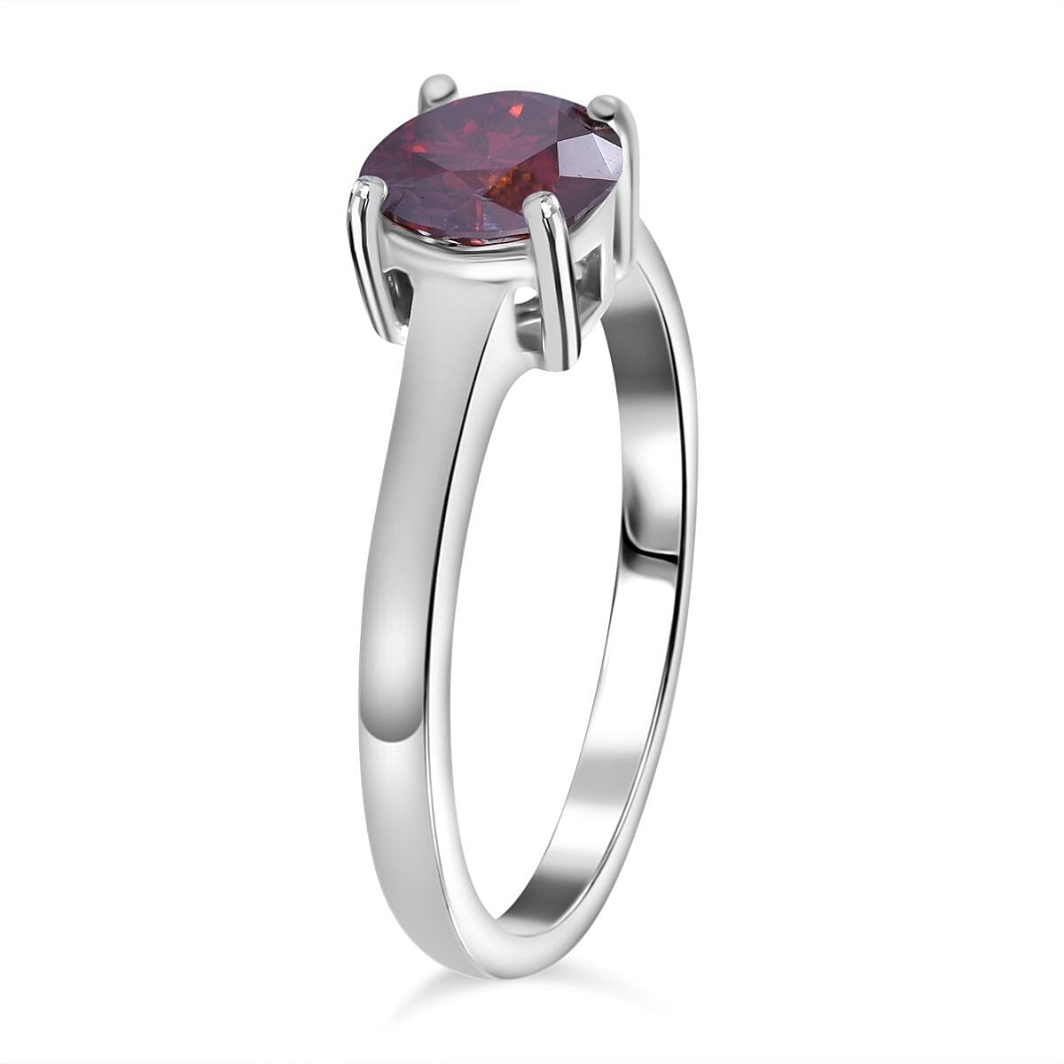 Luxury Red Moissanite Solitaire Ring in Rhodium Overlay Sterling Silver 7719237 4