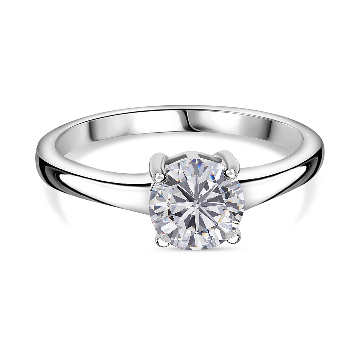 Moissanite Solitaire Ring in Rhodium Overlay Sterling Silver 7719271 0